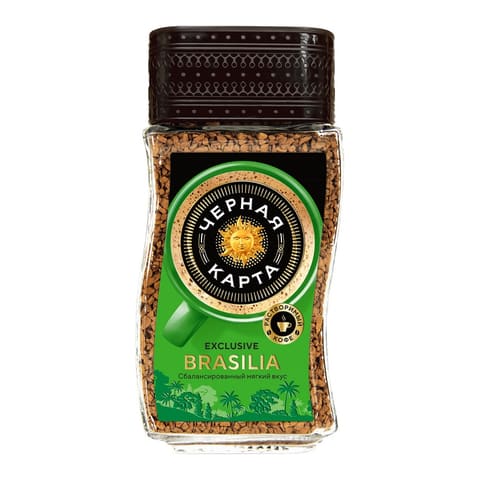 Кофе растворимый Черная Карта Exclusive Brasilia, ст.б., 95г (*6)